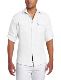 Benson Men's Linen Solid Long Sleeve 2 Pocket Woven Shirt Benson Men's Linen Solid Long Sleeve 2 Pocket Woven Shirt