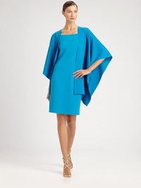 This knit wool poncho is tailored with a sweeping kimono silhouette.Open frontLong kimono sleevesAbout 27 from shoulder to hemWool/rayonDry cleanImported of domestic fabricModel shown is 5'10 (177cm) wearing US size Small. This knit wool poncho is tailored with a sweeping kimono silhouette.Open frontLong kimono sleevesAbout 27 from shoulder to hemWool/rayonDry cleanImported of domestic fabricModel shown is 5'10 (177cm) wearing US size Small.