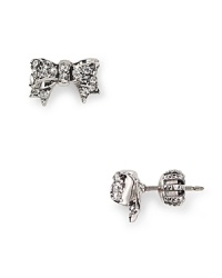 Sweet pavé crystal bows on your ears turn you into the prettiest package. From Juicy Couture.