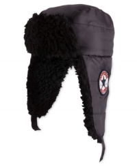 Keep his look moving with this warm Trooper hat from Levi's, with warm Sherpa lining. Keep his look moving with this warm Trooper hat from Levi's, with warm Sherpa lining.