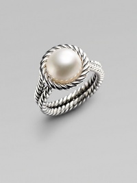 From the Cable Pearl Wrap Collection. In classic Yurman style, two cabled bands of sterling silver are centered by a precious freshwater pearl, cultured and naturally hued. 10½mm white cultured freshwater pearl Sterling silver Imported