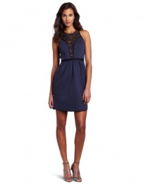 Rebecca Taylor Women's Ponte And Lace Dress, Storm, 6 Rebecca Taylor Women's Ponte And Lace Dress, Storm, 6