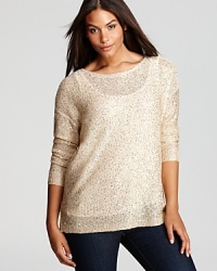 Dripping with dazzling sequins, this effortless DKNYC Plus sweater lends your everyday style a hint of luxe shine. Dripping with dazzling sequins, this effortless DKNYC Plus sweater lends your everyday style a hint of luxe shine.
