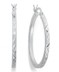 Giani Bernini Sterling Silver Earrings, Etched Hoop Earrings