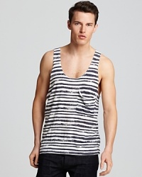 Perfect for backyard barbecues or biking on the boardwalk, this painted stripe tank adds a touch of innovation to a modern trend. Perfect for backyard barbecues or biking on the boardwalk, this painted stripe tank adds a touch of innovation to a modern trend.
