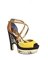 Colorblocking and mixed-up materials work together to create a statement-making pair by designer Sam Edelman, featuring an unexpected mash-up of snakeskin-embossed platforms and goldtone metal accents that create a lasting impression. Colorblocking and mixed-up materials work together to create a statement-making pair by designer Sam Edelman, featuring an unexpected mash-up of snakeskin-embossed platforms and goldtone metal accents that create a lasting impression.
