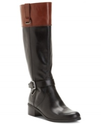 Buckled straps around the ankle and top shaft of Bandolino's Caloua-W wide calf boots add just the right amount of detail to this sturdy style. Buckled straps around the ankle and top shaft of Bandolino's Caloua-W wide calf boots add just the right amount of detail to this sturdy style.