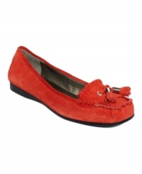 Walk lightly in this cute suede shoe. Bandolino's Institches flats feature a nice square toe with tassel details that swish across the top. Walk lightly in this cute suede shoe. Bandolino's Institches flats feature a nice square toe with tassel details that swish across the top.