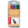 Stabilo Point 88 Fineliner Marker Pen - 0.4 mm - 10 Color Set - Wallet