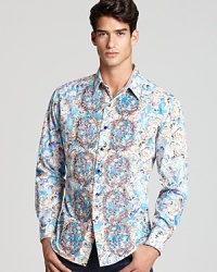 Powerfully handsome, this major design from Robert Graham explores the designer's fascination with pattern in a classic-fitting shirt you'll save for special nights out, when you need that extra dose of cool. Powerfully handsome, this major design from Robert Graham explores the designer's fascination with pattern in a classic-fitting shirt you'll save for special nights out, when you need that extra dose of cool.
