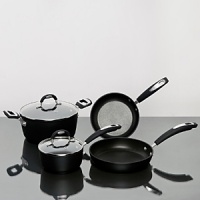 Designed for exceptionally fast and efficient cooking, this durable assortment of forged-aluminum pots and pans from Ballarini each features four layers of non-stick coating for a lifetime's worth of reliable performance. Patented stainless induction bases are suitable for all types of stoves, and ergonomically designed stay-cool handles makes them comfortable to use and easy to clean. Designed for exceptionally fast and efficient cooking, this durable assortment of forged-aluminum pots and pans from Ballarini each features four layers of non-stick coating for a lifetime's worth of reliable performance. Patented stainless induction bases are suitable for all types of stoves, and ergonomically designed stay-cool handles makes them comfortable to use and easy to clean.
