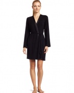 Calvin Klein Womens Essentials With Satin Short Robe, Black, X-Small/Small