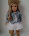 Cowgirl Outfit for American Girl Dolls-Complete outfit with Boots and Beaded Rope Hat