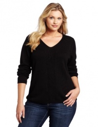 Calvin Klein Women's Plus-Size Wmn Rib V-Neck Pullover Calvin Klein Women's Plus-Size Wmn Rib V-Neck Pullover