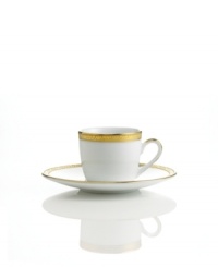 Add the warm glow of gold to your formal table with the classic style of the Grand Buffet Gold dinnerware collection. Serve dessert with espresso or a spot of tea in this delicate demitasse cup. Add the warm glow of gold to your formal table with the classic style of the Grand Buffet Gold dinnerware collection. Serve dessert with espresso or a spot of tea in this delicate demitasse cup.
