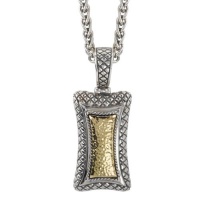 925 Silver Hammered Contemporary-Style Pendant with 18k Gold Accents