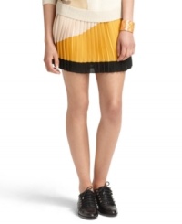 Add a graphic appeal to your fall look with this brightly colorblocked Bar III pleated mini skirt -- perfectly paired with oxfords or booties! Add a graphic appeal to your fall look with this brightly colorblocked Bar III pleated mini skirt -- perfectly paired with oxfords or booties!