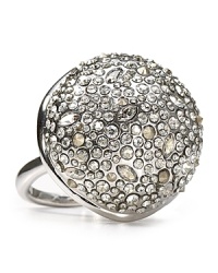 With striking Swarovski crystals and a spherical shape, Alexis Bittar's rhodium plated ring will add an edgy touch to your look. With striking Swarovski crystals and a spherical shape, Alexis Bittar's rhodium plated ring will add an edgy touch to your look.