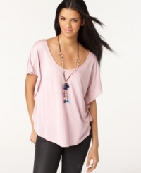 This casual tee from Bar III is snuggle worthy! Pair it with your fave lived-in jeans for an adorable outfit that is super soft. This casual tee from Bar III is snuggle worthy! Pair it with your fave lived-in jeans for an adorable outfit that is super soft.