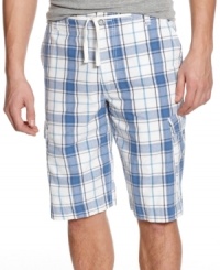 Casual style meets prepster cool. These plaid cargo shorts from American Rag are a warm-weather statement. Casual style meets prepster cool. These plaid cargo shorts from American Rag are a warm-weather statement.