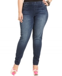 Score the look of skinny jeans and the comfort of leggings with American Rag's plus size jeggings-- pair them with the season's latest tops! Score the look of skinny jeans and the comfort of leggings with American Rag's plus size jeggings-- pair them with the season's latest tops!