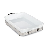 Perfect for casseroles, pasta bakes, and warm dips and spreads, All-Clad's rectangular porcelain baker keeps foods hot long after the come out of the oven. A coordinating stainless steel trivet allows for easy oven-to-table service. Perfect for casseroles, pasta bakes, and warm dips and spreads, All-Clad's rectangular porcelain baker keeps foods hot long after the come out of the oven. A coordinating stainless steel trivet allows for easy oven-to-table service.