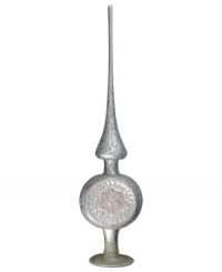 Spark holiday cheer with this Silver Reflections ornament from Inge-Glas. Mouth-blown, hand-painted and featuring glitter accents, it's a beautiful tree topper and keepsake you'll display year after year. Spark holiday cheer with this Silver Reflections ornament from Inge-Glas. Mouth-blown, hand-painted and featuring glitter accents, it's a beautiful tree topper and keepsake you'll display year after year.