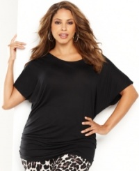 Dramatically full sleeves and a ruched hemlinecreate a captivating look for INC's essential plus size tunic. Dramatically full sleeves and a ruched hemlinecreate a captivating look for INC's essential plus size tunic.