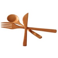 Totally Bamboo 3-Piece Set Bamboo Flatware, Fork, Knife and Spoon Totally Bamboo 3-Piece Set Bamboo Flatware, Fork, Knife and Spoon