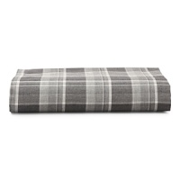 Inspired by the refined polish of menswear, this relaxed collection pairs solid brushed cotton and twill with faux suede trim and plaid. Sheets and pillowcases are in a soft cotton bold plaid in a grey and white palette. Inspired by the refined polish of menswear, this relaxed collection pairs solid brushed cotton and twill with faux suede trim and plaid. Sheets and pillowcases are in a soft cotton bold plaid in a grey and white palette.