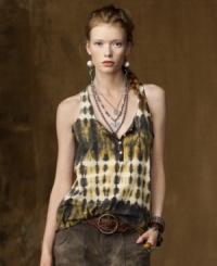 An ode to boho chic in a flowing silhouette, Denim & Supply Ralph Lauren's sleeveless cotton jersey henley answers the call of the wild with its fierce leopard print. An ode to boho chic in a flowing silhouette, Denim & Supply Ralph Lauren's sleeveless cotton jersey henley answers the call of the wild with its fierce leopard print.