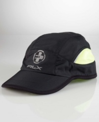 The sleek Pinnacle sport cap is designed from water-repellent taffeta with moisture-wicking mesh insets for maximum breathability during athletic performances. The sleek Pinnacle sport cap is designed from water-repellent taffeta with moisture-wicking mesh insets for maximum breathability during athletic performances.