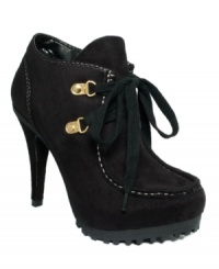 Mocassin-style booties like these make every outfit spectacular. Baby Phat's Gatsby platform booties feature a lace-up vamp and a rugged lug sole. Mocassin-style booties like these make every outfit spectacular. Baby Phat's Gatsby platform booties feature a lace-up vamp and a rugged lug sole.