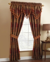 Frame your windows with luxurious color and texture with the Galleria window panels. The combination of warm, shimmering colors and classic medallion details creates a perfectly regal air for any room. Frame your windows with luxurious color and texture with the Galleria window panels. The combination of warm, shimmering colors and classic medallion details creates a perfectly regal air for any room.