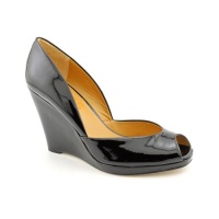 Michael Kors Vail Womens Size 8.5 Black Peep Toe Patent Leather Wedges Shoes Michael Kors Vail Womens Size 8.5 Black Peep Toe Patent Leather Wedges Shoes