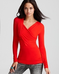 Red alert: Command the center of attention in this provocative, form-fitting Bailey 44 top. Red alert: Command the center of attention in this provocative, form-fitting Bailey 44 top.