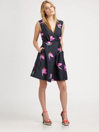 Vibrantly-printed silk taffeta defines this full-skirted number crafted with a flattering wrap-front bodice.V necklineSleevelessSet-in waistSlash pocketsCenter back zipperAbout 18 from natural waistSilkDry cleanImportedModel shown is 5'11 (180cm) wearing US size 4. Vibrantly-printed silk taffeta defines this full-skirted number crafted with a flattering wrap-front bodice.V necklineSleevelessSet-in waistSlash pocketsCenter back zipperAbout 18 from natural waistSilkDry cleanImportedModel shown is 5'11 (180cm) wearing US size 4.