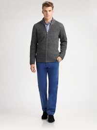 Straight-fitting, stretch gabardine trouser represents classic tailoring with a casual elegance, featuring slanted front pockets with an additional coin pocket and single welt back pockets with loop button detail.Flat-front styleSide slash, back welt pocketsInseam, about 3298% cotton/2% elastaneMachine washImported Straight-fitting, stretch gabardine trouser represents classic tailoring with a casual elegance, featuring slanted front pockets with an additional coin pocket and single welt back pockets with loop button detail.Flat-front styleSide slash, back welt pocketsInseam, about 3298% cotton/2% elastaneMachine washImported