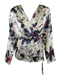 Rachel Zoe Womens Lila Silk Paint Splatter Wrap Top Rachel Zoe Womens Lila Silk Paint Splatter Wrap Top