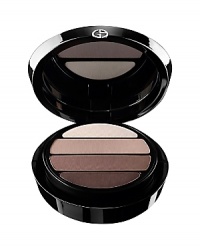 The Eyes to Kill palette includes extraordinary matte color that easily blends with an exceptionally luminous satin veil-for crease-proof makeup that lasts for hours. A palette of four harmonious colors instinctively follows the natural approach to eye makeup, for long-lasting, intense matte-ness. Technology: The Giorgio Armani Laboratories have developed a new formula that reconciles high color saturation with a matte finish by using a coating of soft-touch powders. This technology makes it possible to use an exceptionally high percentage of pure pigments for more intense, ultra-saturated color. Eyes to Kill palette colors were crafted like Mr. Armani designs fashion: to enhance women's elegance and power of seduction. -Linda Cantello, International Makeup Artist for Giorgio Armani Cosmetics The Eyes to Kill palette includes extraordinary matte color that easily blends with an exceptionally luminous satin veil-for crease-proof makeup that lasts for hours. A palette of four harmonious colors instinctively follows the natural approach to eye makeup, for long-lasting, intense matte-ness. Technology: The Giorgio Armani Laboratories have developed a new formula that reconciles high color saturation with a matte finish by using a coating of soft-touch powders. This technology makes it possible to use an exceptionally high percentage of pure pigments for more intense, ultra-saturated color. Eyes to Kill palette colors were crafted like Mr. Armani designs fashion: to enhance women's elegance and power of seduction. -Linda Cantello, International Makeup Artist for Giorgio Armani Cosmetics