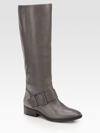 Twinkling rhinestones add unexpected sparkle to this casual leather favorite with a buckled strap. Stacked heel, 1½ (40mm)Shaft, 15½Leg circumference, 13Leather upper with rhinestonesPull-on style with buckle strapLeather lining and solePadded insoleImported Twinkling rhinestones add unexpected sparkle to this casual leather favorite with a buckled strap. Stacked heel, 1½ (40mm)Shaft, 15½Leg circumference, 13Leather upper with rhinestonesPull-on style with buckle strapLeather lining and solePadded insoleImported
