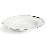 This pasta bowl glows with a hand-painted bright platinum design to create a contemporary classic on your table that will complement your dining experience throughout a lifetime of shifting trends and evolving fashions. This pasta bowl glows with a hand-painted bright platinum design to create a contemporary classic on your table that will complement your dining experience throughout a lifetime of shifting trends and evolving fashions.