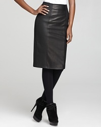 A modern update to a wardrobe staple, this Burberry London pencil skirt in luxurious leather will revamp your work outfits. Pair it with a silk blouse and black booties for an office-friendly ensemble. A modern update to a wardrobe staple, this Burberry London pencil skirt in luxurious leather will revamp your work outfits. Pair it with a silk blouse and black booties for an office-friendly ensemble.
