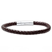 Braided Dark Brown Leather Mens Bracelet 6 mm 8 1/2 inches with Locking Stainless Steel Clasp Braided Dark Brown Leather Mens Bracelet 6 mm 8 1/2 inches with Locking Stainless Steel Clasp
