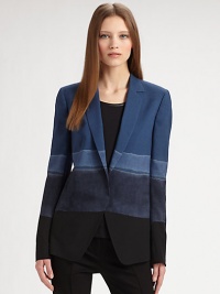 A gorgeous, painterly colorblock pattern dresses up this impeccably tailored, menswear-inspired silhouette.Notched lapelsOpen frontLong sleevesFully linedAbout 31 from shoulder to hemWoolDry cleanImported of Italian fabricModel shown is 5'9½ (176cm) wearing US size 4. A gorgeous, painterly colorblock pattern dresses up this impeccably tailored, menswear-inspired silhouette.Notched lapelsOpen frontLong sleevesFully linedAbout 31 from shoulder to hemWoolDry cleanImported of Italian fabricModel shown is 5'9½ (176cm) wearing US size 4.