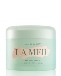 With seaweed and bio-fermentation as its cornerstone, La Mer The Body Crème is like a seaweed wrap in a jar. This serious skincare treatment infuses the skin with sumptuous moisture, breaking the cycle of dryness and dehydration. An exclusive Micro-Algae Complex paired with La Mer's nutrient-rich sea kelp delivers a cascade of thalasso therapy-like benefits: long-lasting hydration, comfort and renewal in addition to calming, cushioning and smoothing properties. Rich in Hyaluronic Acid and Omega-3 fatty acids and vitamins. Utilizes La Mer's Blue Algae Lift Ferment to dramatically restore a healthy suppleness and bounce. Delivered through La Mer's exclusive Deconstructed Waters™, seaborne ingredients infuse the skin with energy. With seaweed and bio-fermentation as its cornerstone, La Mer The Body Crème is like a seaweed wrap in a jar. This serious skincare treatment infuses the skin with sumptuous moisture, breaking the cycle of dryness and dehydration. An exclusive Micro-Algae Complex paired with La Mer's nutrient-rich sea kelp delivers a cascade of thalasso therapy-like benefits: long-lasting hydration, comfort and renewal in addition to calming, cushioning and smoothing properties. Rich in Hyaluronic Acid and Omega-3 fatty acids and vitamins. Utilizes La Mer's Blue Algae Lift Ferment to dramatically restore a healthy suppleness and bounce. Delivered through La Mer's exclusive Deconstructed Waters™, seaborne ingredients infuse the skin with energy.