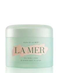 With seaweed and bio-fermentation as its cornerstone, La Mer The Body Crème is like a seaweed wrap in a jar. This serious skincare treatment infuses the skin with sumptuous moisture, breaking the cycle of dryness and dehydration. An exclusive Micro-Algae Complex paired with La Mer's nutrient-rich sea kelp delivers a cascade of thalasso therapy-like benefits: long-lasting hydration, comfort and renewal in addition to calming, cushioning and smoothing properties. Rich in Hyaluronic Acid and Omega-3 fatty acids and vitamins. Utilizes La Mer's Blue Algae Lift Ferment to dramatically restore a healthy suppleness and bounce. Delivered through La Mer's exclusive Deconstructed Waters™, seaborne ingredients infuse the skin with energy.