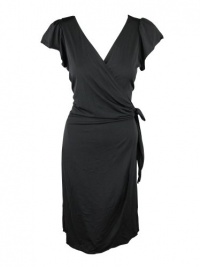 Studio M Flutter-Sleeve Matte Jersey Wrap Dress Studio M Flutter-Sleeve Matte Jersey Wrap Dress