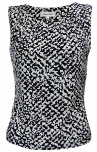 Calvin Klein Women's Blotch Print Sleeveless Blouse Cream/Black Calvin Klein Women's Blotch Print Sleeveless Blouse Cream/Black