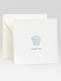 Express your thanks with the combination of sweetness and sophistication imparted by these elegant foldover notes with a luscious looking cupcake design, letterpressed by hand on creamy cotton stock that lends extra meaning to your words.Original Charles Fradin illustrationLetterpressed by hand100% cotton stock4.75 square (folded)Set of 8, with envelopesMade in USA Express your thanks with the combination of sweetness and sophistication imparted by these elegant foldover notes with a luscious looking cupcake design, letterpressed by hand on creamy cotton stock that lends extra meaning to your words.Original Charles Fradin illustrationLetterpressed by hand100% cotton stock4.75 square (folded)Set of 8, with envelopesMade in USA